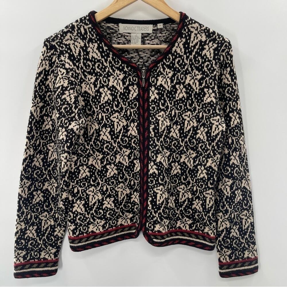 Nomadic Traders Grandmacore Full Zip Ramie Blend Knit Normcore Sweater Medium